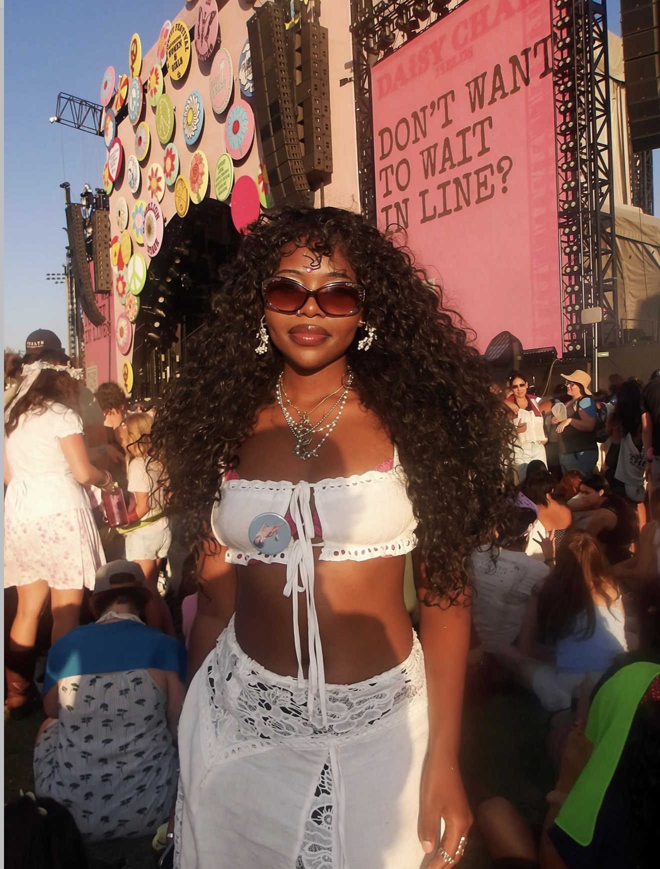 Brigitte creating lifestyle content at a festival